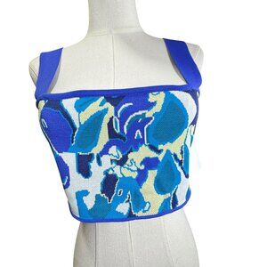 STAUD Multicolor Abstract Knit Cropped Tank Top SZ:M NWT | Jacquard Knit
